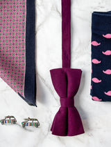 Marvelled In Magenta Wool Bow Tie Set