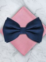 Navy Deluxe Silk Twill Bow Tie & Pocket Square Set