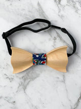 Kids Navy Wooden Bow Tie, Suspenders & Brooch Set