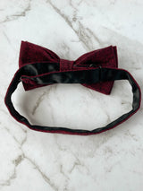 Paisley Circles Burgundy Wool Bow Tie Set