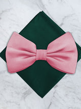 Pink Deluxe Silk Twill Bow Tie & Pocket Square Set