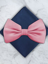 Pink Deluxe Silk Twill Bow Tie & Pocket Square Set