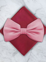 Pink Deluxe Silk Twill Bow Tie & Pocket Square Set