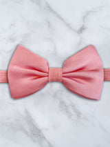 All Black Leather Trim Suspenders & Silk Bow Tie Set