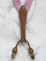 Pink Slimline Leather Trim Lightweight Suspenders