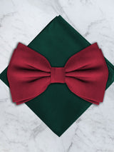 Red Deluxe Silk Twill Bow Tie & Pocket Square Set