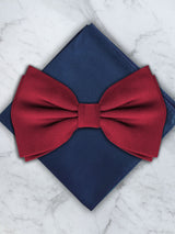 Red Deluxe Silk Twill Bow Tie & Pocket Square Set