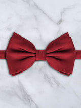 All Black Leather Trim Suspenders & Silk Bow Tie Set