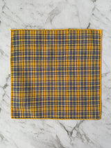 Yellow Navy Checked Cotton Pocket Square | Bowtie & Arrow Australia