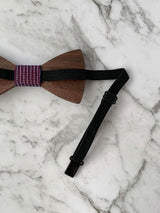 Mens Dark Wooden Bowtie with Purple Centre | Bowtie & Arrow Australia