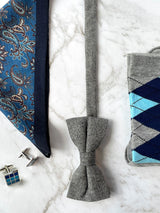 Smoky London Skies Wool Bow Tie Set