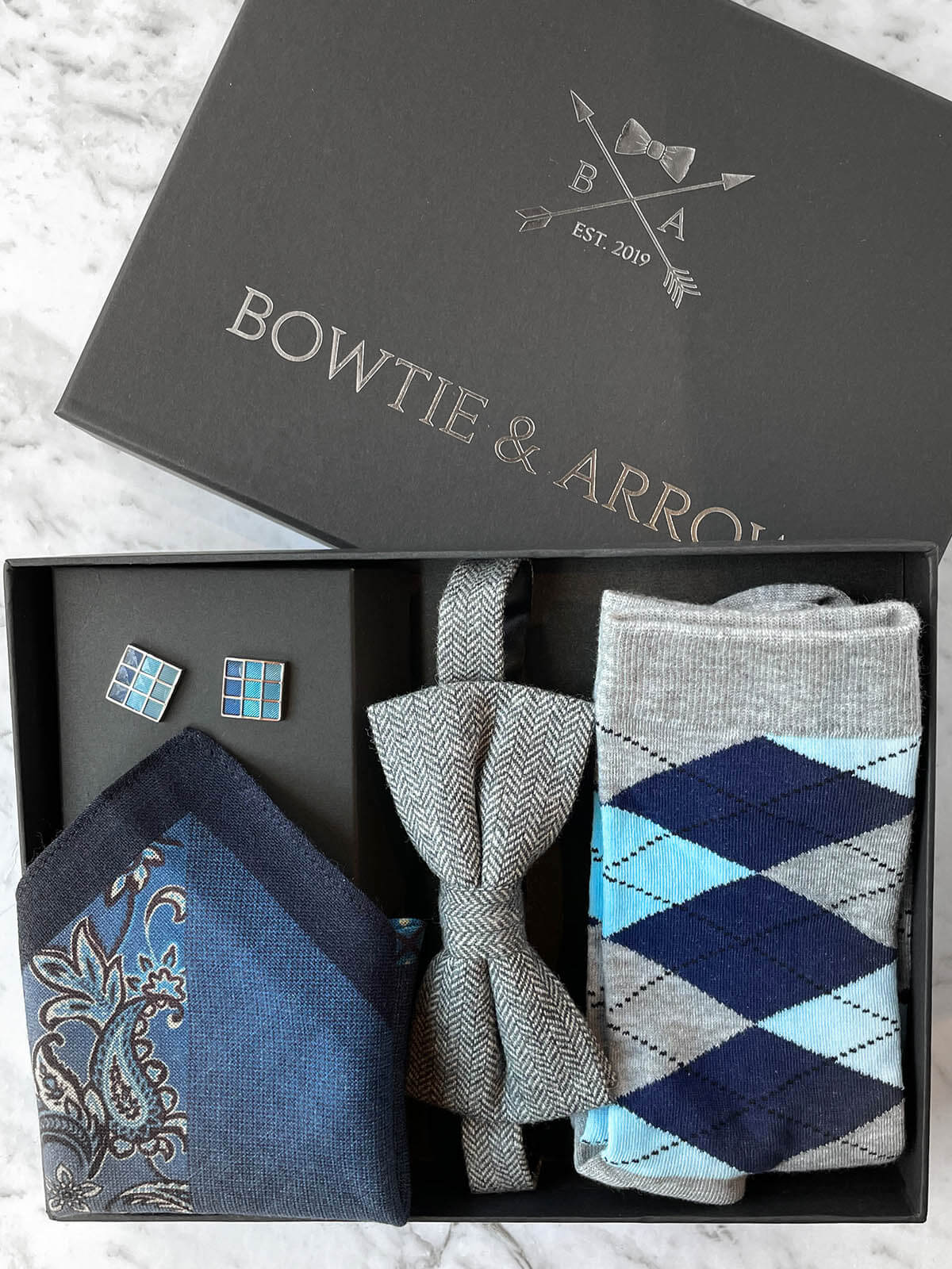Smoky London Skies Wool Bow Tie Set