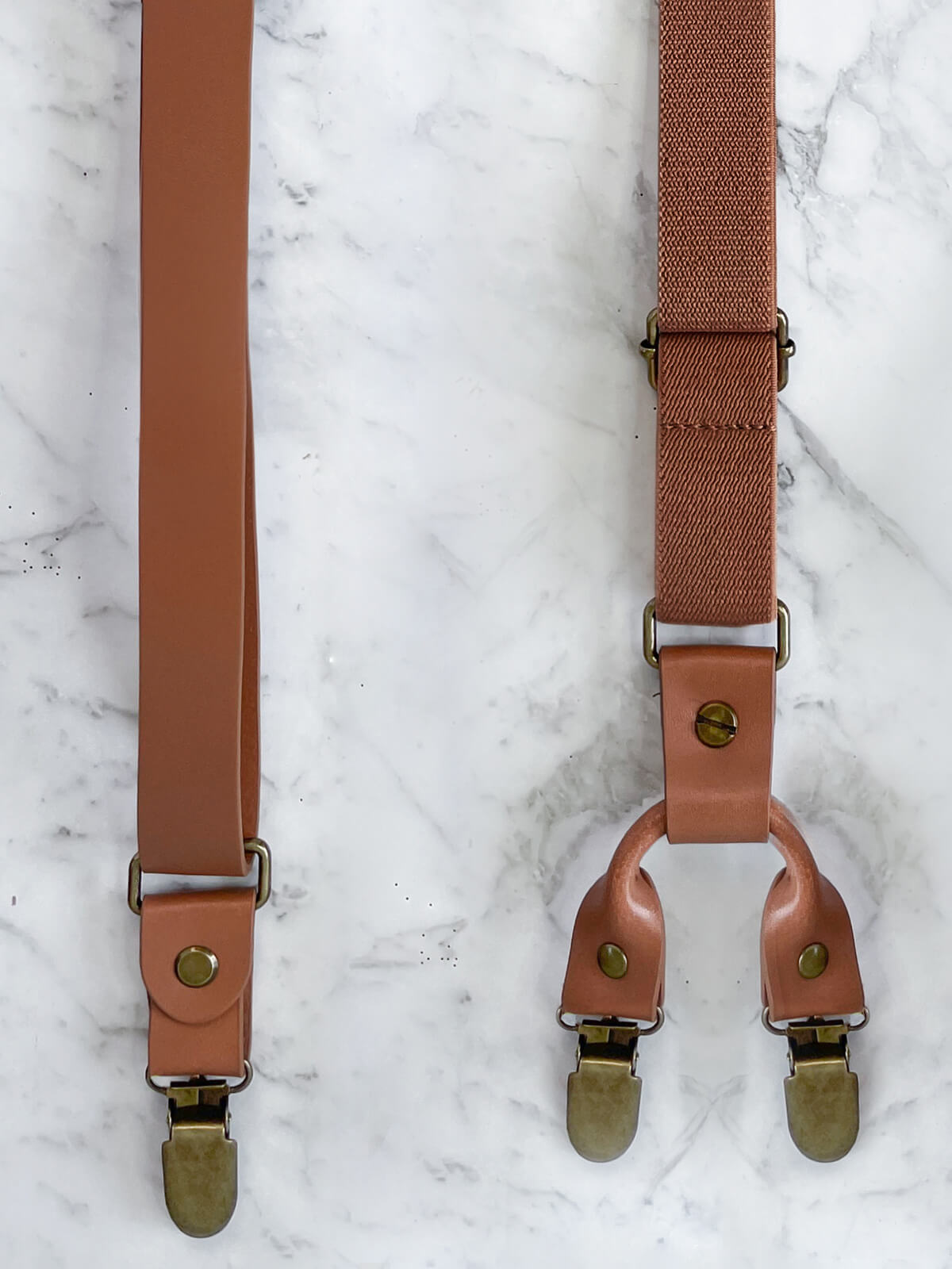 Full Leather Tan Brown Suspenders