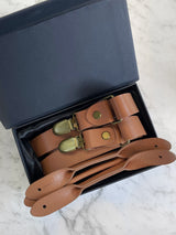 Full Leather Tan Brown Suspenders