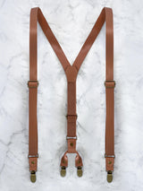 Full Leather Tan Brown Suspenders