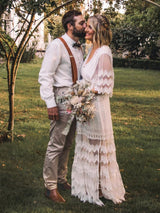 Tan Brown Leather Trim Clip/Button Convertible Suspenders