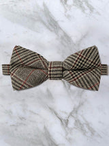 Tartan Brown Wool Bow Tie