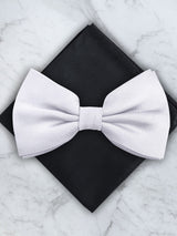 White Deluxe Silk Twill Bow Tie & Pocket Square Set