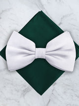 White Deluxe Silk Twill Bow Tie & Pocket Square Set