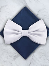 White Deluxe Silk Twill Bow Tie & Pocket Square Set