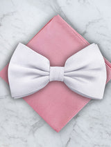 White Deluxe Silk Twill Bow Tie & Pocket Square Set