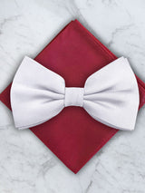 White Deluxe Silk Twill Bow Tie & Pocket Square Set