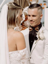 Cotton Walnut Wooden Bow Tie & Cufflinks Set