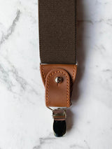 Leather Dark Brown Men's Suspenders With Clip Closure