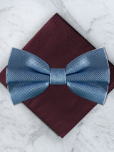 Baby Blue Deluxe Silk Bow Tie & Pocket Square Set