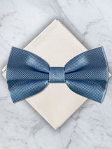 Baby Blue Deluxe Silk Bow Tie & Pocket Square Set