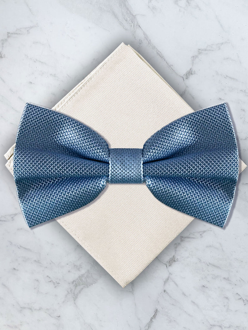 Baby Blue Deluxe Silk Bow Tie & Pocket Square Set