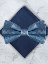 Baby Blue Deluxe Silk Bow Tie & Pocket Square Set