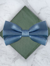 Baby Blue Deluxe Silk Bow Tie & Pocket Square Set