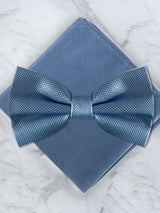Baby Blue Deluxe Silk Bow Tie & Pocket Square Set
