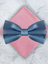 Baby Blue Deluxe Silk Bow Tie & Pocket Square Set