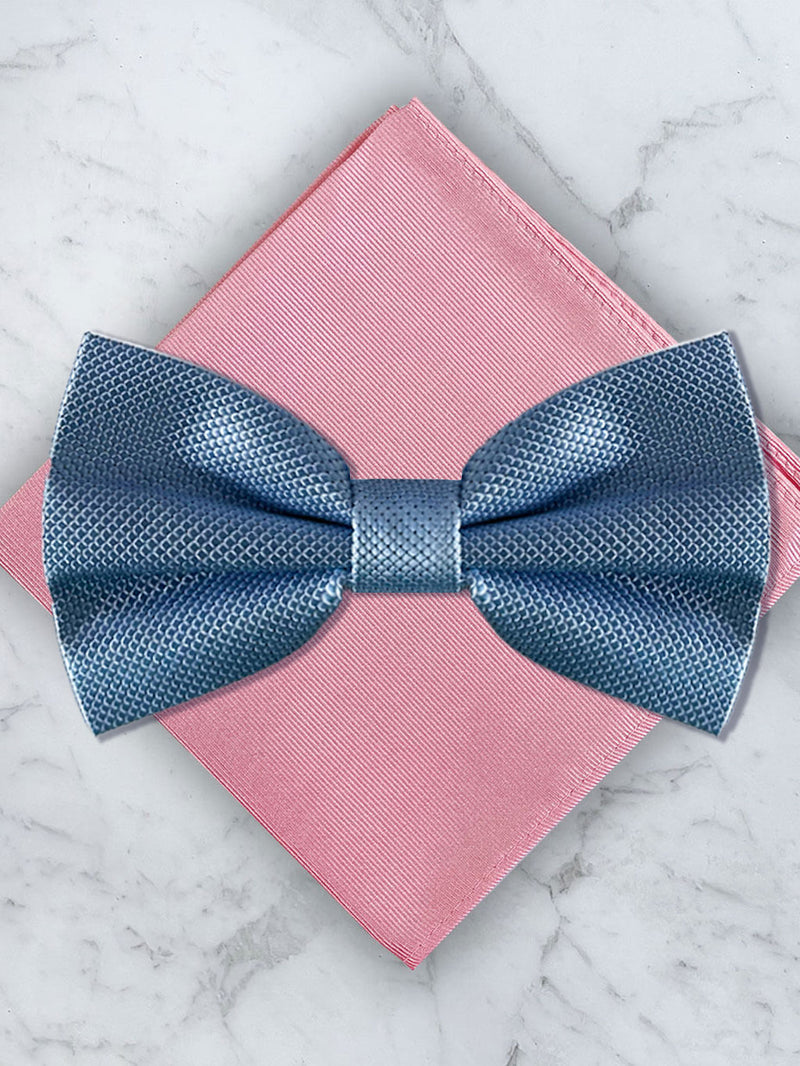 Baby Blue Deluxe Silk Bow Tie & Pocket Square Set