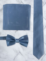 Baby Blue Deluxe Silk Bow Tie & Pocket Square Set