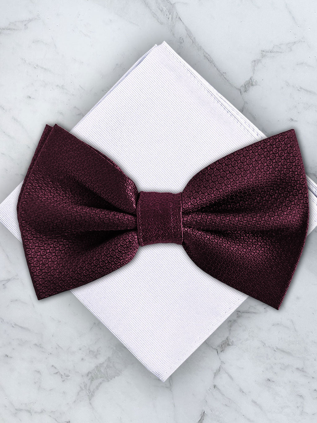 Burgundy Deluxe Silk Twill Bow Tie & Pocket Square Set