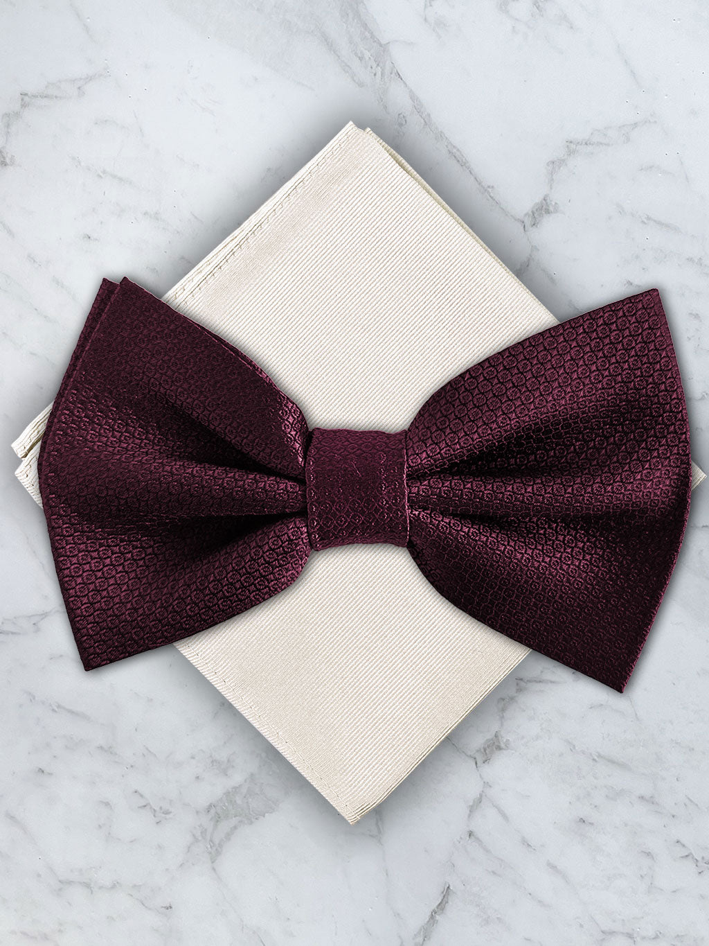 Burgundy Deluxe Silk Twill Bow Tie & Pocket Square Set