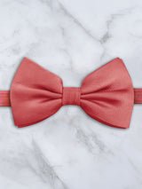 Coral Deluxe Silk Twill Bow Tie & Pocket Square Set