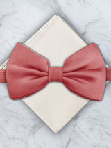 Coral Deluxe Silk Twill Bow Tie & Pocket Square Set