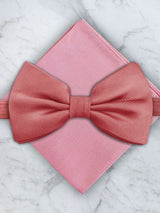 Coral Deluxe Silk Twill Bow Tie & Pocket Square Set