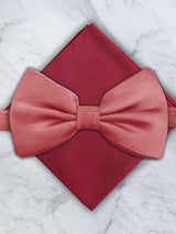 Coral Deluxe Silk Twill Bow Tie & Pocket Square Set