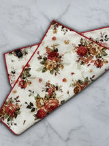Cream Linen Floral Pocket Square