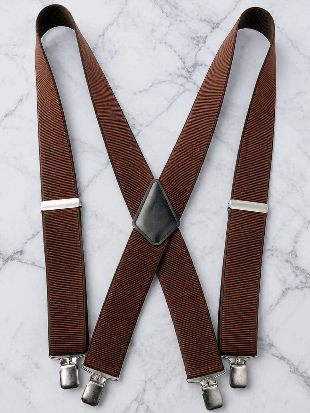 Dark Brown Heavy Duty Extra Wide X-Back Work Suspenders