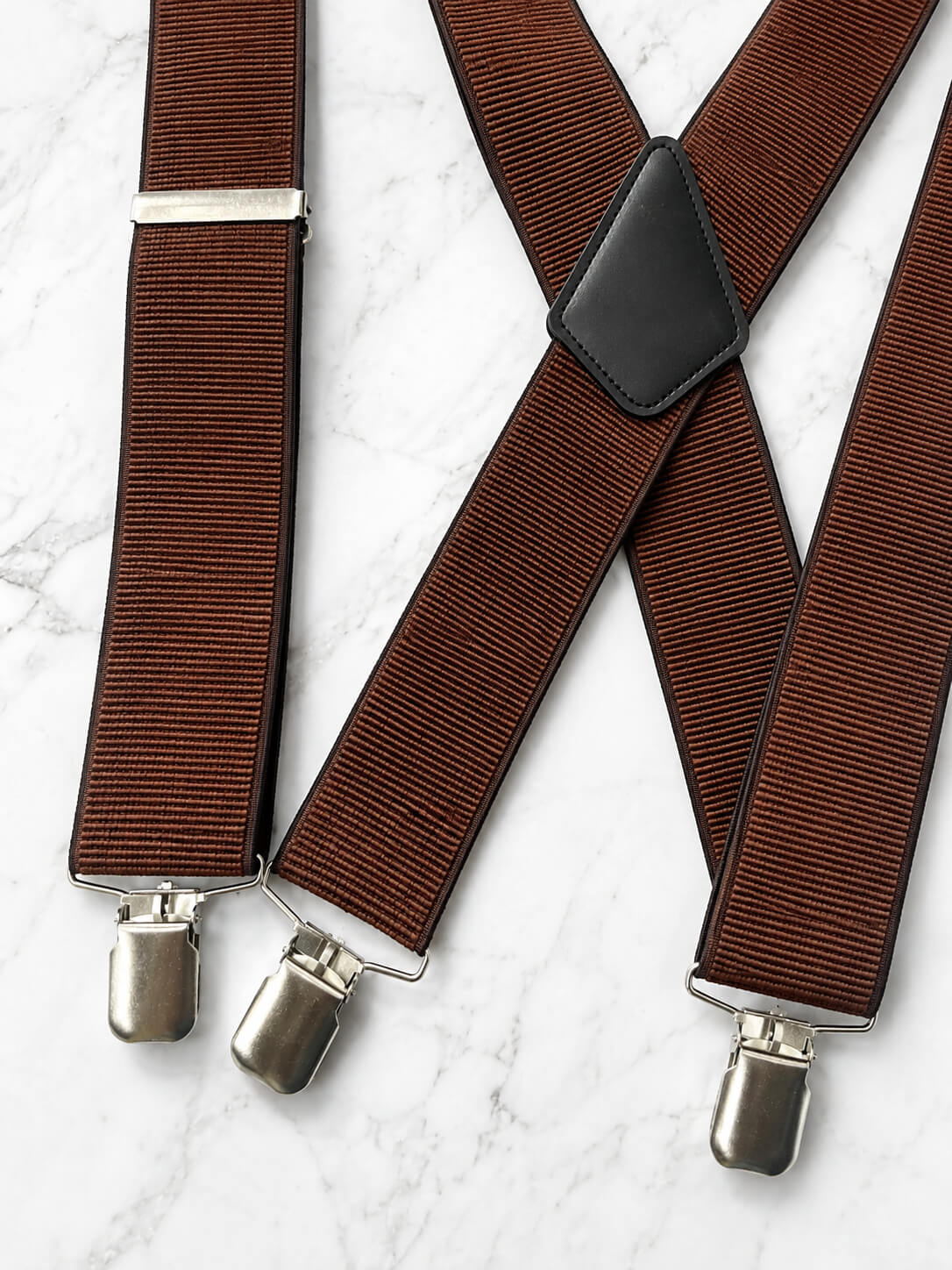 Dark Brown Heavy Duty Extra Wide X-Back Work Suspenders