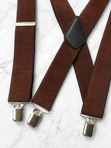 Dark Brown Heavy Duty Extra Wide X-Back Work Suspenders