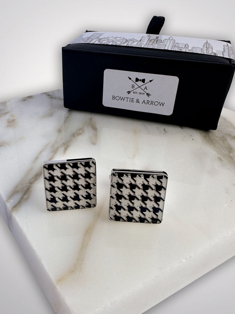 Houndstooth Black and White Cufflinks