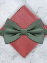 Sage Green Deluxe Silk Twill Bow Tie & Pocket Square Set