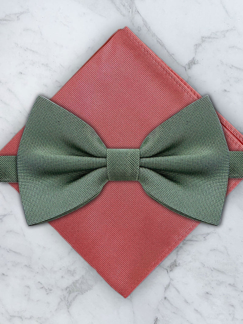Sage Green Deluxe Silk Twill Bow Tie & Pocket Square Set